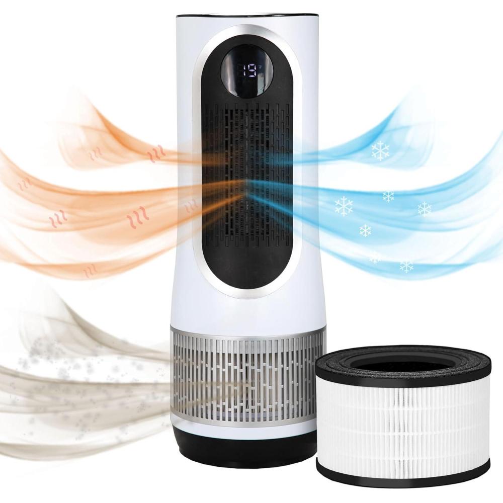 imageSilvergear 4468 avec Chauffage et Ventilateur 3en1 Purificateur dAir avec Ionisateur ampamp Filtre HEPA H13 cran LED ampamp Tlcommande Filtration Efficace Couverture 81 m