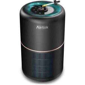 AIRTOK Purificateur d&rsquo;Air, H13 HEPA Purificateur éliminant 99,97% de la poussière, de la fumée et des odeurs d&rsquo;animaux, Air Purifier avec éponge parfumée, veilleuse, 3 niveaux de vitesse, Time(Simple)