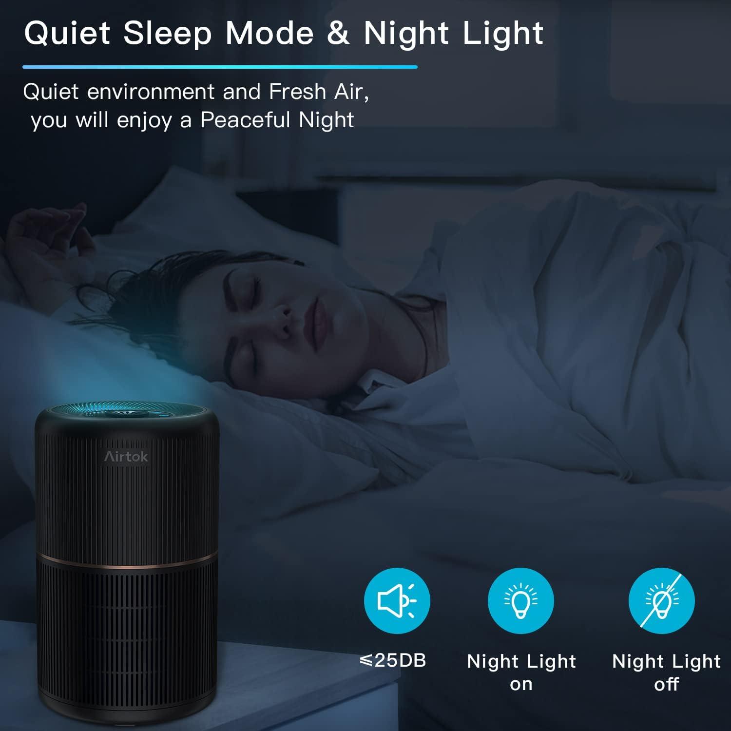 imageAIRTOK Purificateur dair avec 12 ponges parfumes purificateur dair H13 HEPA limine la poussire les odeurs danimaux purificateur dair domestique 4 tapes filtre air pour chambre bureauNoir