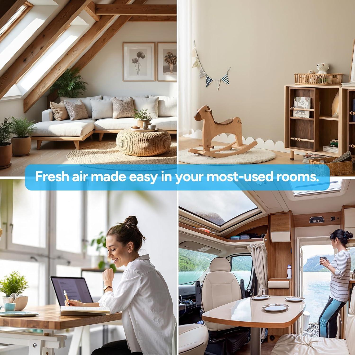 image:imageDRPREPARE Purificateur dair Maison Filtration Efficace contre Allergies et Odeurs Purificateur dair Silencieux Entre dair 360 Prfiltre Lavable Mode Veille Air Purifier HEPA Chambres