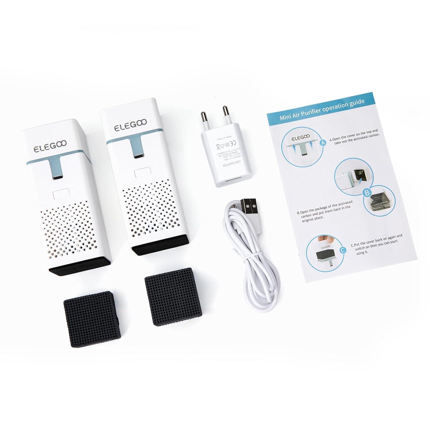 imageELEGOO Mini Purificateur dAir avec Filtre Charbon Actif et Adaptateur Universel pour Imprimante 3D LCD DLP MSLA en Rsine Lot de 2Lot de 2