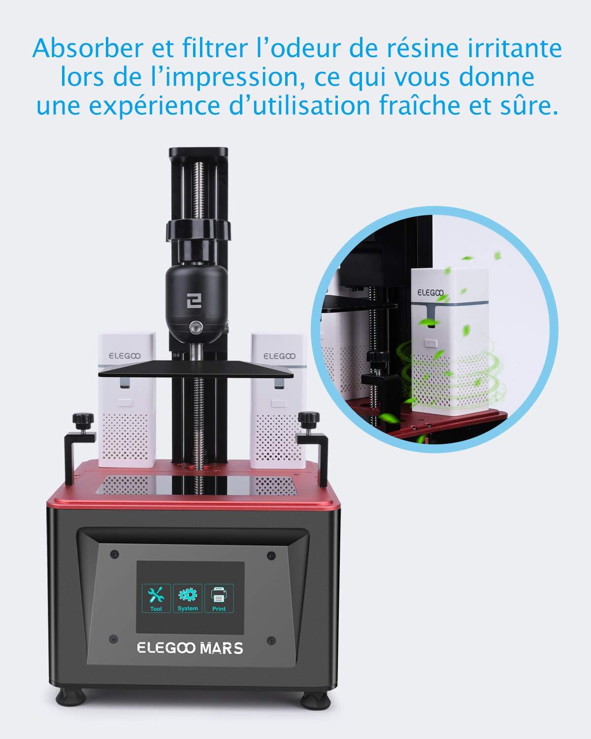 imageELEGOO Mini Purificateur dAir avec Filtre Charbon Actif et Adaptateur Universel pour Imprimante 3D LCD DLP MSLA en Rsine Lot de 2Lot de 2