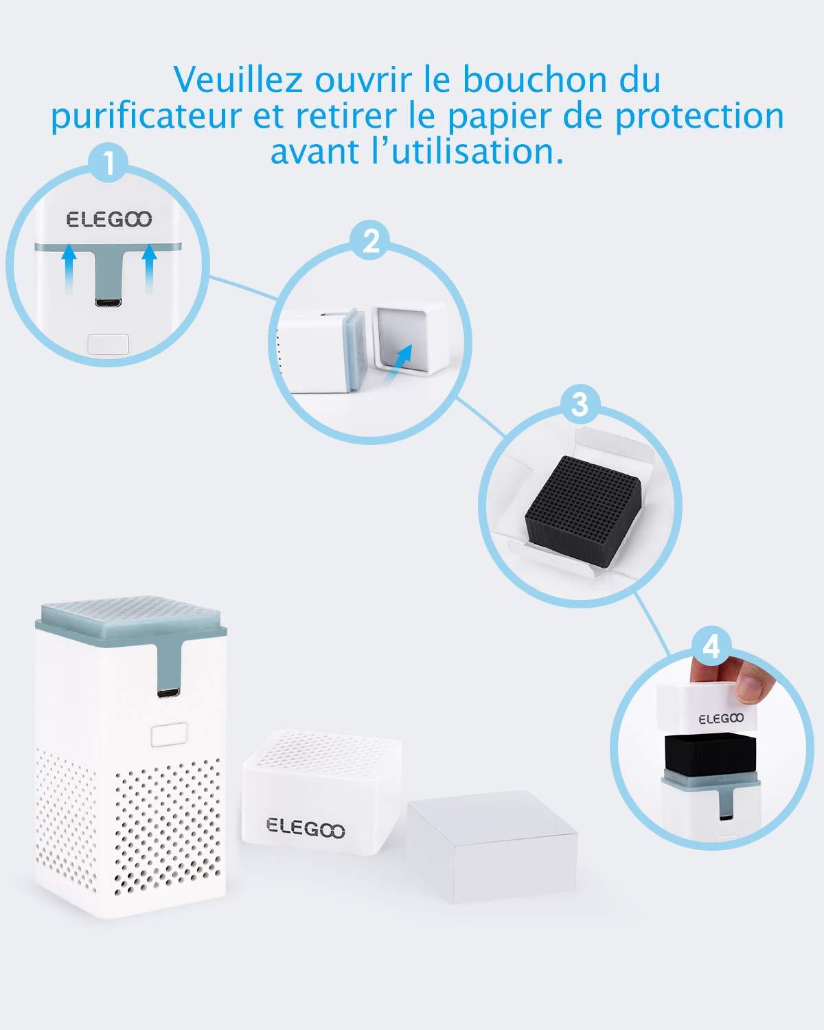imageELEGOO Mini Purificateur dAir avec Filtre Charbon Actif et Adaptateur Universel pour Imprimante 3D LCD DLP MSLA en Rsine Lot de 2Lot de 2