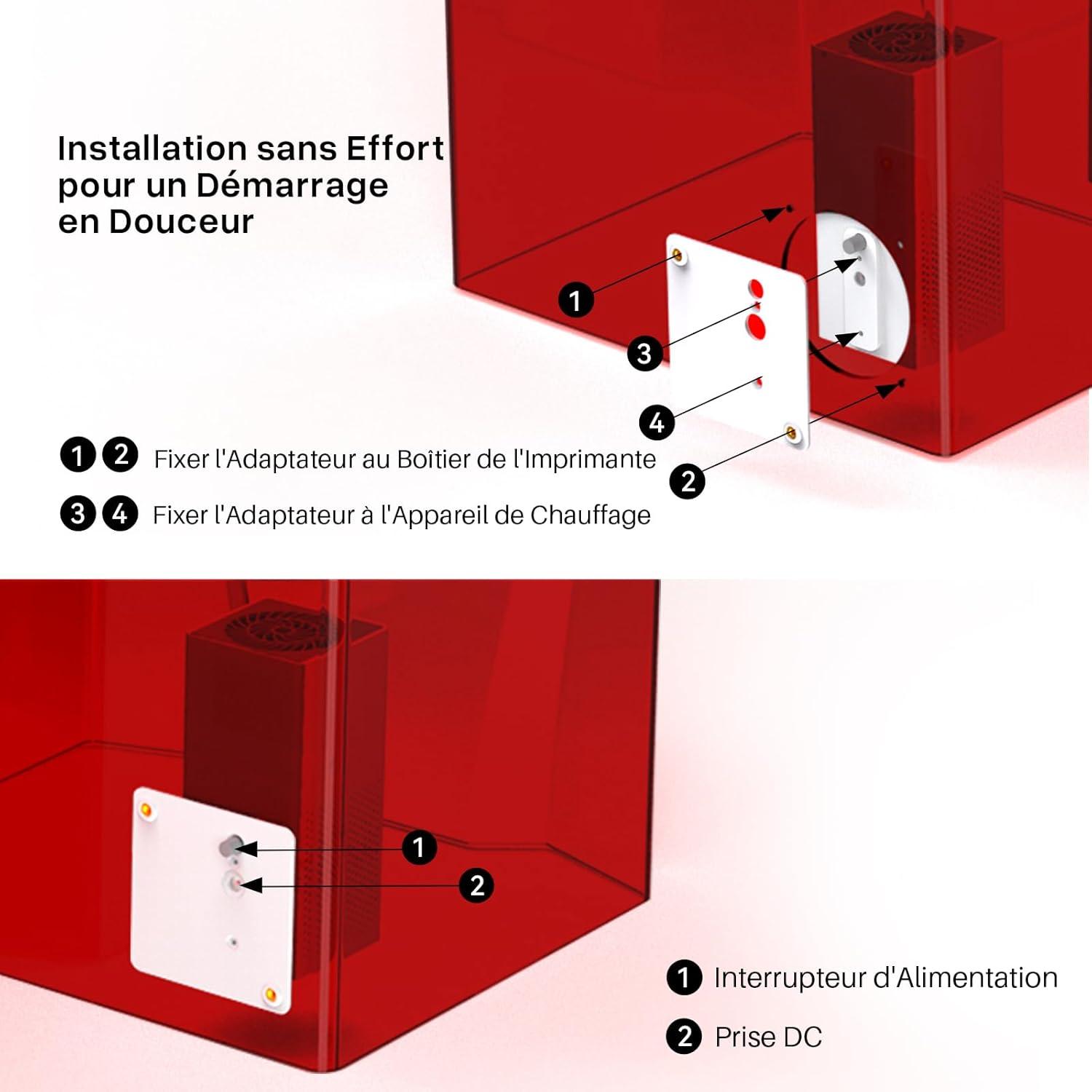 imageELEGOO Mini Purificateur dAir avec Filtre Charbon Actif et Adaptateur Universel pour Imprimante 3D LCD DLP MSLA en Rsine Lot de 2Mini Chauffage