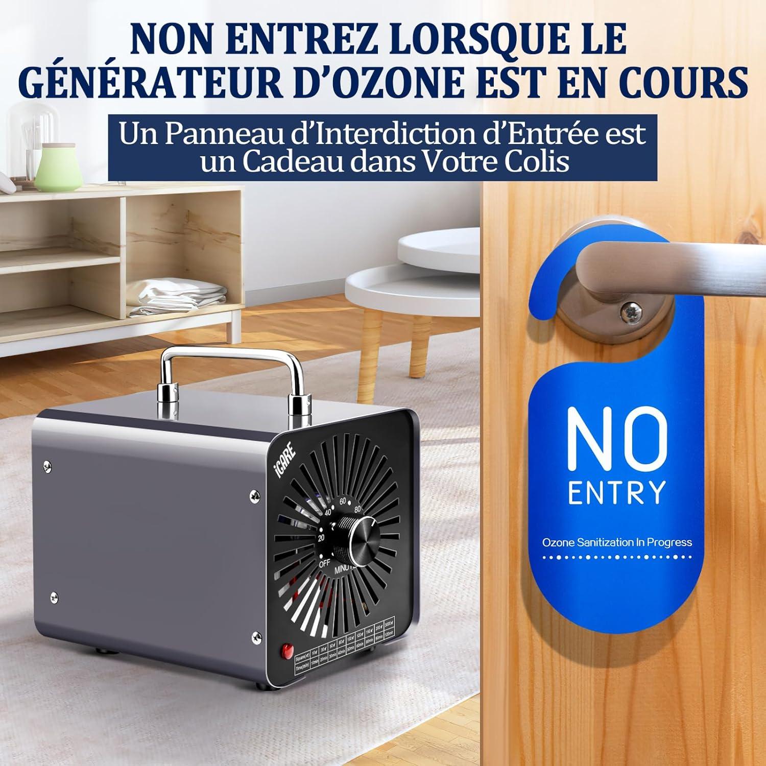 imageGnrateur dOzone Domestique 30000 mgh Machine Ozone pour Purification de lAir et limination des Odeurs Dispositif dOzone Portable O3 pour Bureau Salle de Bain Maison Voiture BlancGris