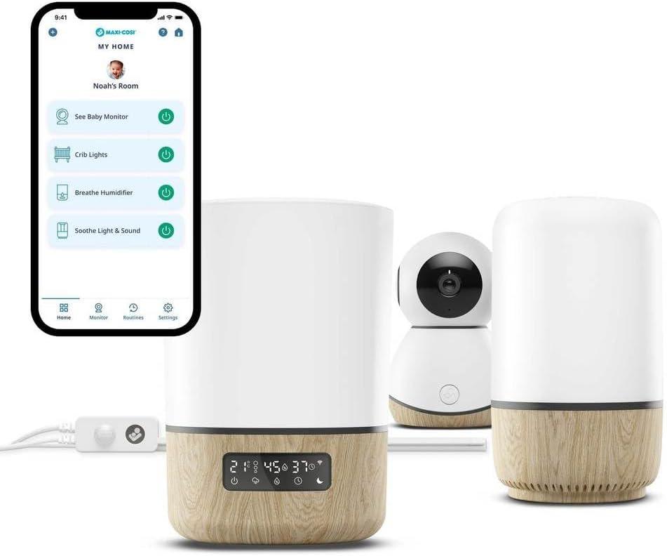 imageMaxiCosi Clean Purificateur dAir 3en1 Purificateur dAir HEPA pour Bb H13 ds la Naissance AntiAllergie Connected Home Compatible Alexa et Assistant GoogleVeilleuse Musicale