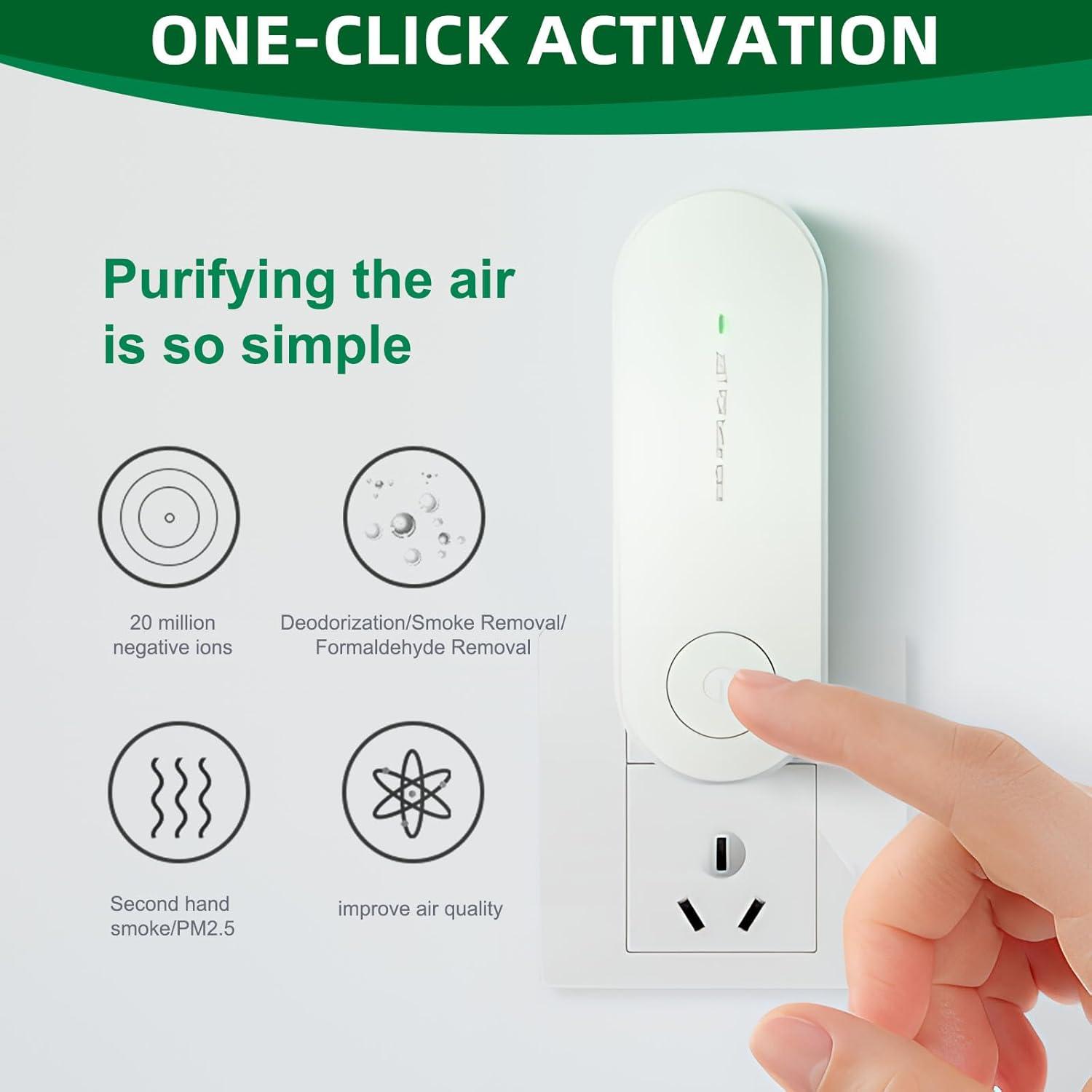 imagePurificateur dAir Ionique Mini Air Purifier Plugin Negative Ion Purifier Compact limine OdeursPoussires Purificateur Dair Ions Ngatifs pour ChambreMaisonSalonChambre dAnimaux
