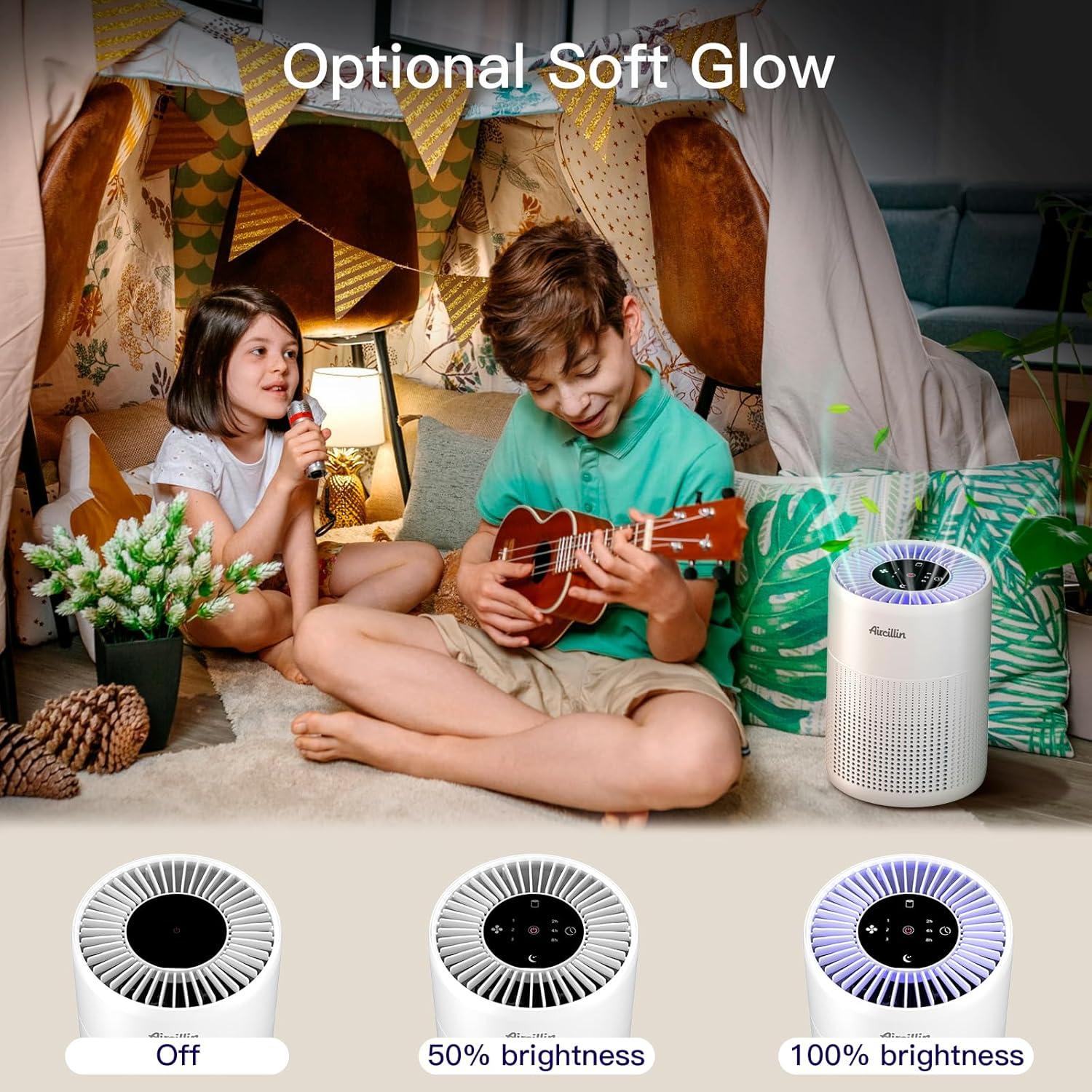 imagePurificateur dAir avec HEPA Filtre Couverture Max 793 Sq Ft 360 Air Purifier Purificateurs dair capturer 9997 De Fume Pollen Poussire Jusqu 01 Micromtre 23dB avec veilleuseCasual