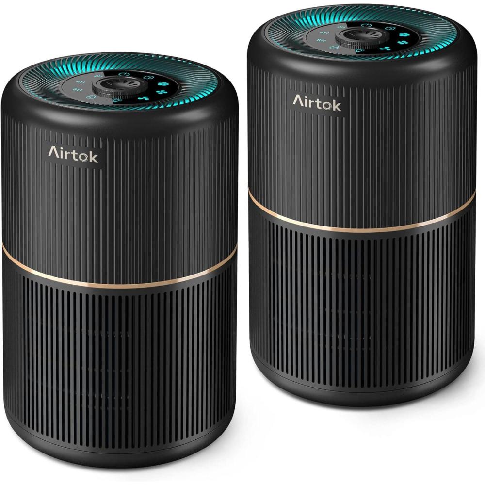 imageAIRTOK Purificateur dair avec 12 ponges parfumes purificateur dair H13 HEPA limine la poussire les odeurs danimaux purificateur dair domestique 4 tapes filtre air pour chambre bureauNoir