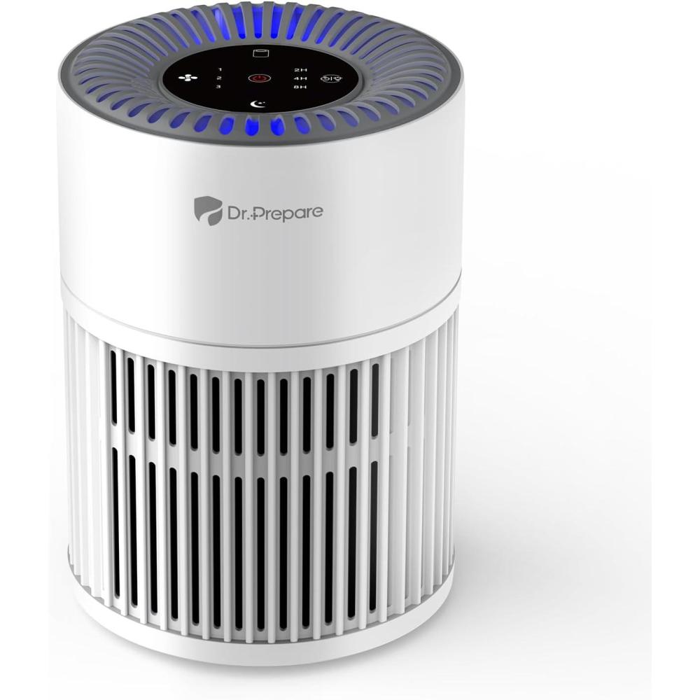 image:imageDRPREPARE Purificateur dair Maison Filtration Efficace contre Allergies et Odeurs Purificateur dair Silencieux Entre dair 360 Prfiltre Lavable Mode Veille Air Purifier HEPA Chambres