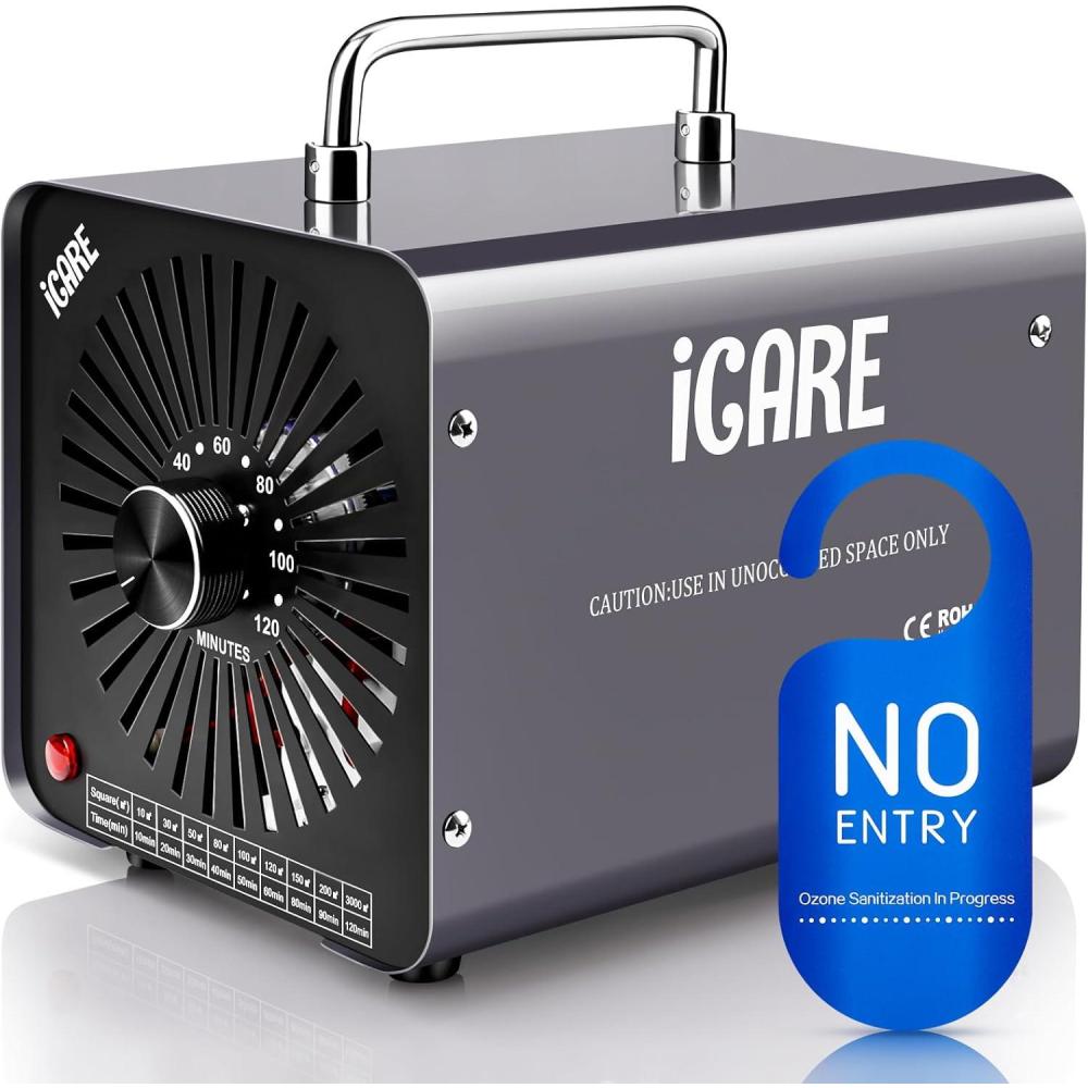 imageGnrateur dOzone Domestique 30000 mgh Machine Ozone pour Purification de lAir et limination des Odeurs Dispositif dOzone Portable O3 pour Bureau Salle de Bain Maison Voiture BlancGris