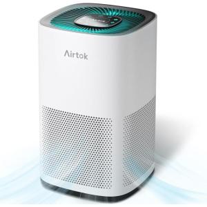 AIRTOK Purificateur d&rsquo;air, Air Purifier avec Filtre H13, Jusqu&rsquo;à 990 Ft², HEPA Purificateur éliminant 99,97% de la poussière, de la Fumée, les Poils d&rsquo;Animaux, Pollen, veilleuse, Timer, AP1001(CADR 230 m3/h)