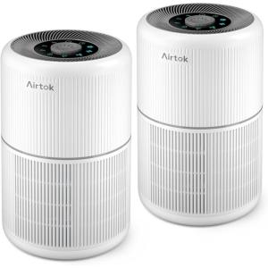 AIRTOK Purificateur d&rsquo;air avec 12 éponges parfumées, purificateur d&rsquo;air H13 HEPA élimine la poussière, les odeurs d&rsquo;animaux, purificateur d&rsquo;air domestique 4 étapes filtre à air pour chambre, bureau(Beige)