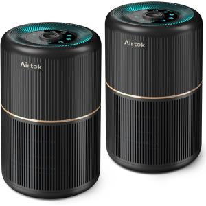 AIRTOK Purificateur d&rsquo;air avec 12 éponges parfumées, purificateur d&rsquo;air H13 HEPA élimine la poussière, les odeurs d&rsquo;animaux, purificateur d&rsquo;air domestique 4 étapes filtre à air pour chambre, bureau(Noir)