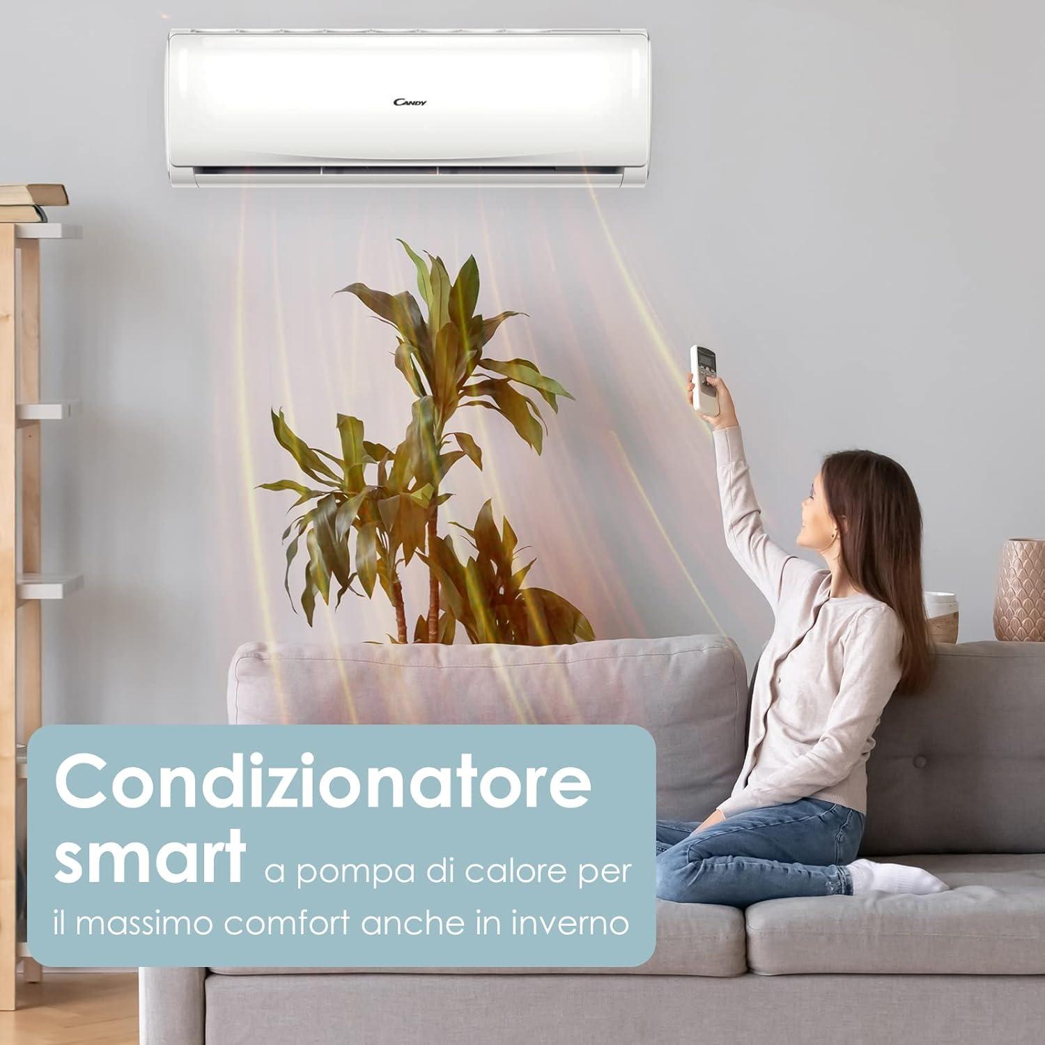 imageCandy Climatiseur Smart Line Air Climatiseur Dualsplit avec 1 unit extrieure et 2 intrieurs 900012000 Btu avec pompe chaleur et dshumidificateur silencieux avec SelfClean14000 Btu 9000 12000