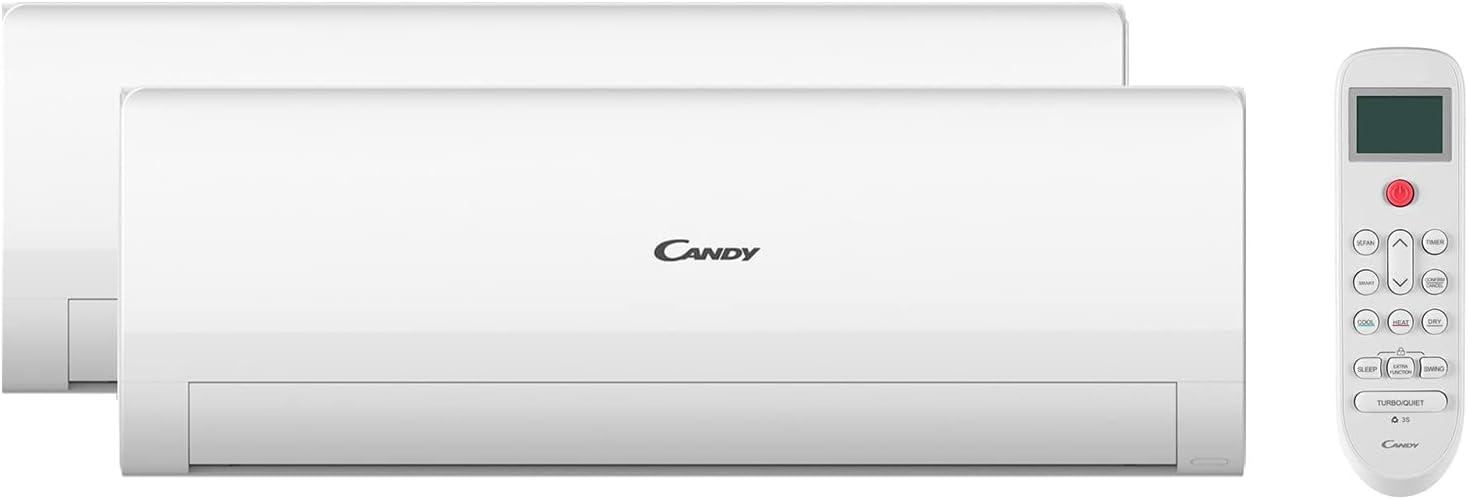 imageCandy Climatiseur Smart Line Air Climatiseur Dualsplit avec 1 unit extrieure et 2 intrieurs 900012000 Btu avec pompe chaleur et dshumidificateur silencieux avec SelfClean14000 Btu 9000 12000