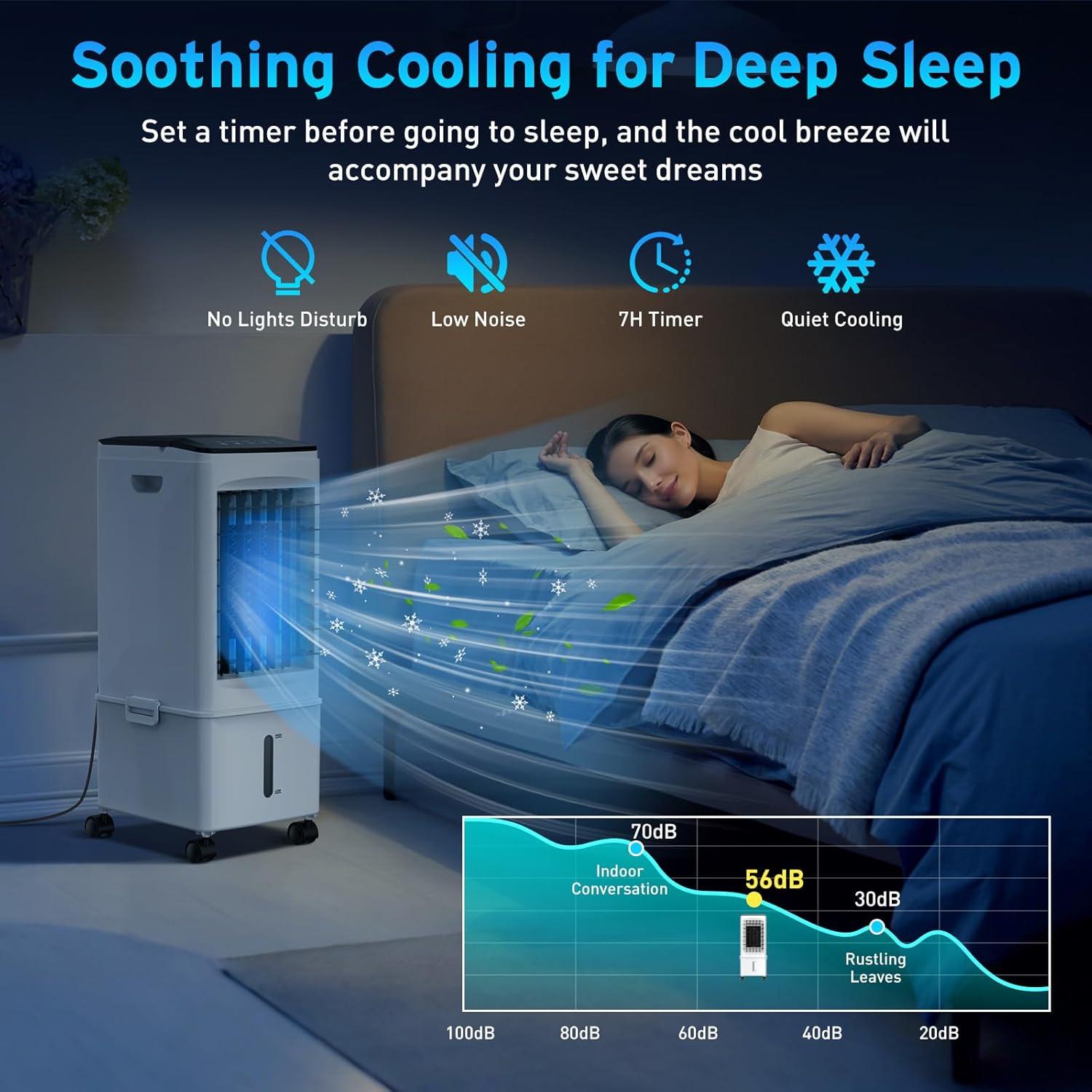 imageClimatiseur Mobile 3 en 1 Refroidisseur dAir par vaporation Portable Humidificateur Ventilateur 3 Vitesses 95 L Grand Rservoir dEau Tlcommande 3 Packs de Glace 17H Minuterie