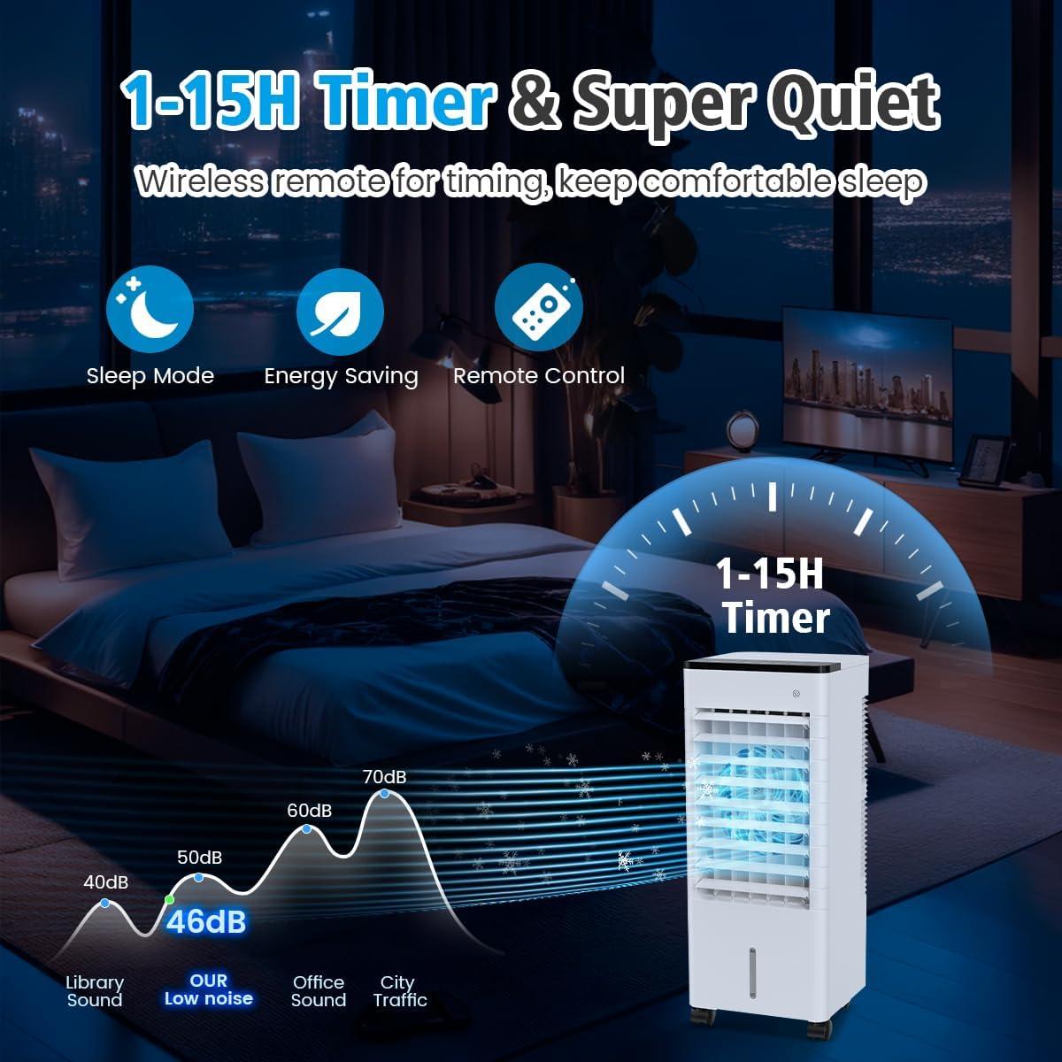 imageClimatiseur Mobile Silencieux 6L Refroidisseur dair Climatiseurs Portables conomie dnergie Ventilateur Humidificateur 3 VitessesModes Tlcommande 115H Minuterie pour Maison Bureau Chambre