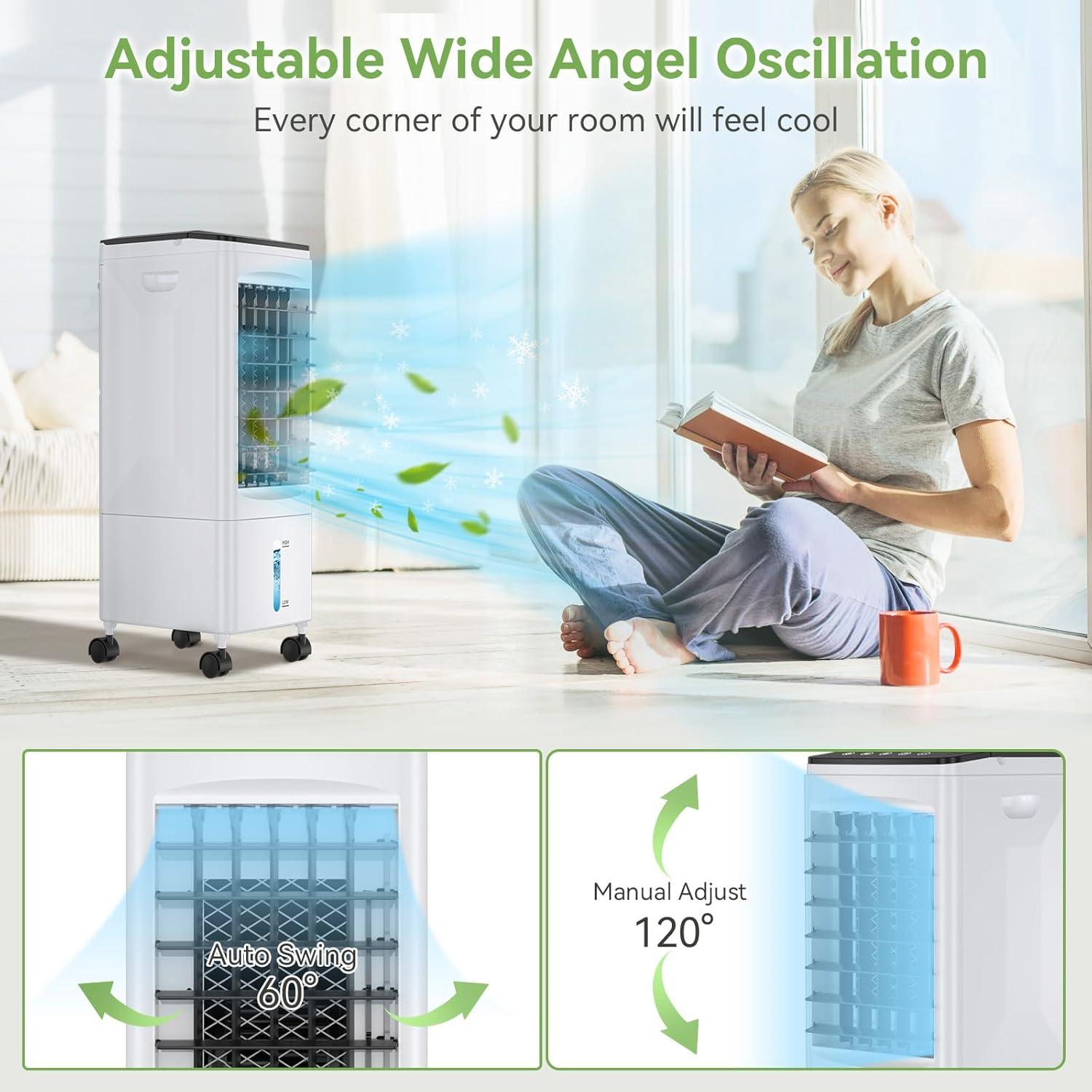 imageClimatiseur Mobile Silencieux Refroidisseur dair 55L Climatiseurs Portables conomie dnergie Ventilateur Humidificateur avec 3 Vitesses Tlcommande 17H Minuterie pour Maison Bureau Chambre