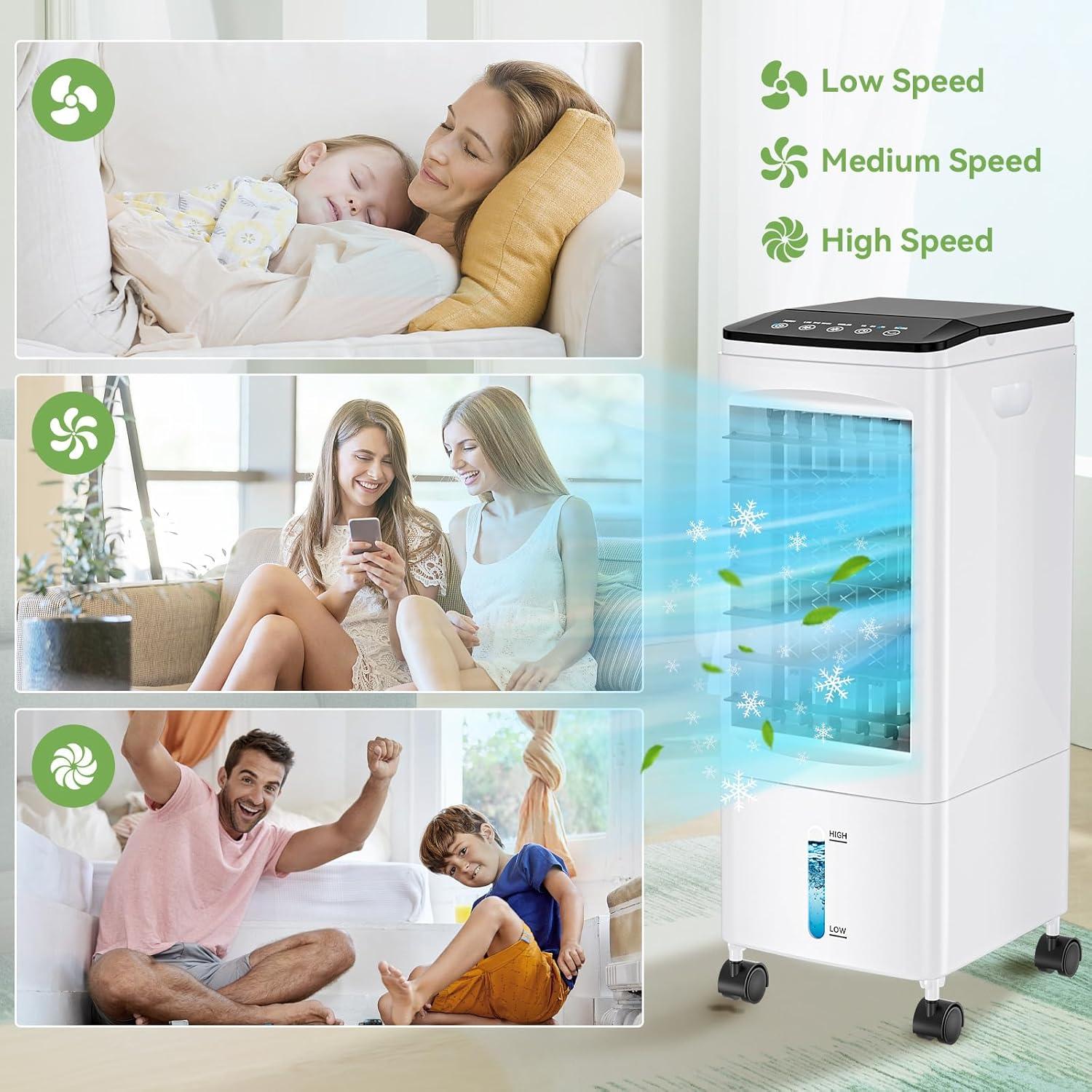 imageClimatiseur Mobile Silencieux Refroidisseur dair 55L Climatiseurs Portables conomie dnergie Ventilateur Humidificateur avec 3 Vitesses Tlcommande 17H Minuterie pour Maison Bureau Chambre