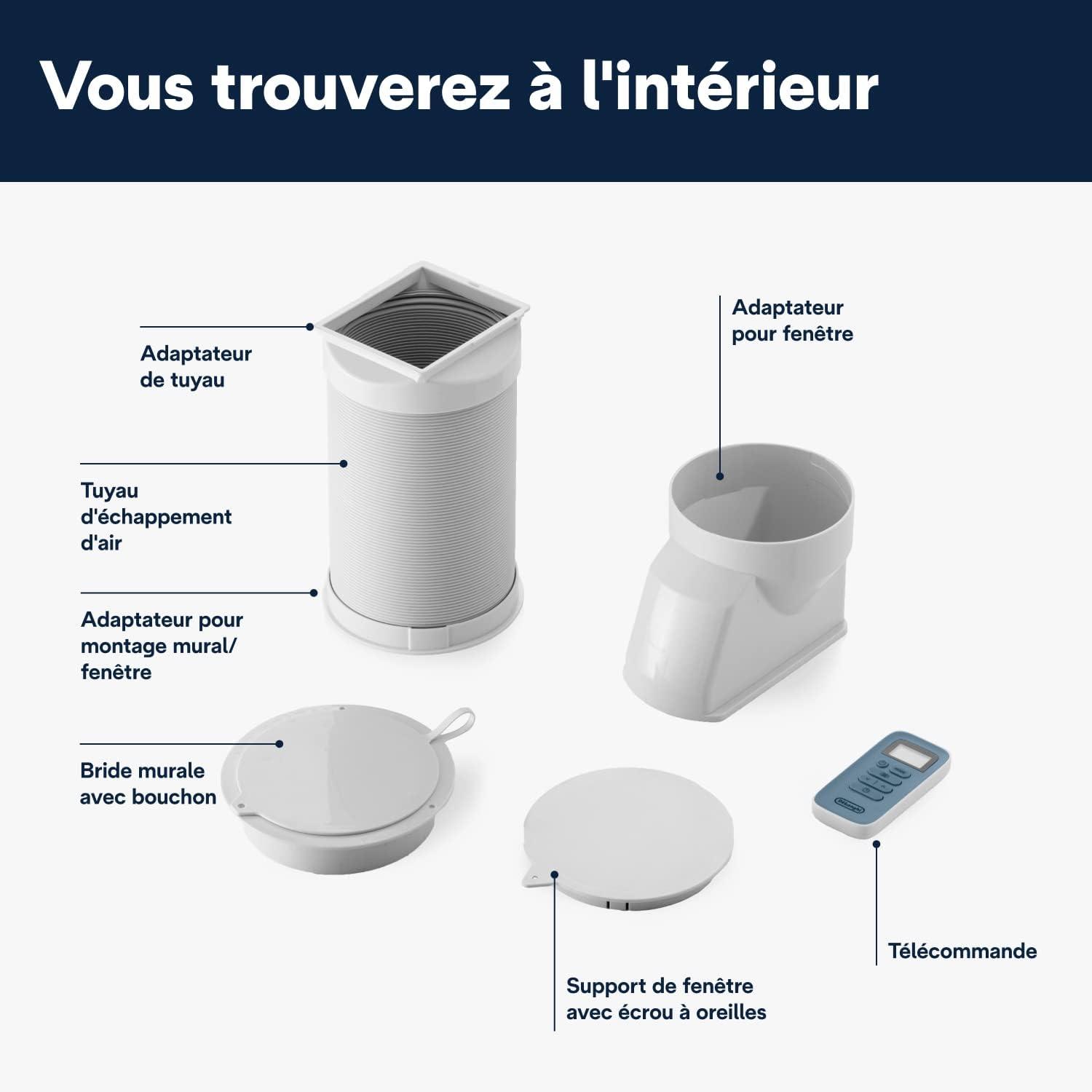 imageDeLonghi Pinguino Compact ES72 YOUNG Modle 2022 Climatiseur Mobile Silencieux 8300 BTUh 21 kW 60m3 Gaz R290 Fonction Dshumidificateur 24 Heures Timer Classe nergtique A Blanc