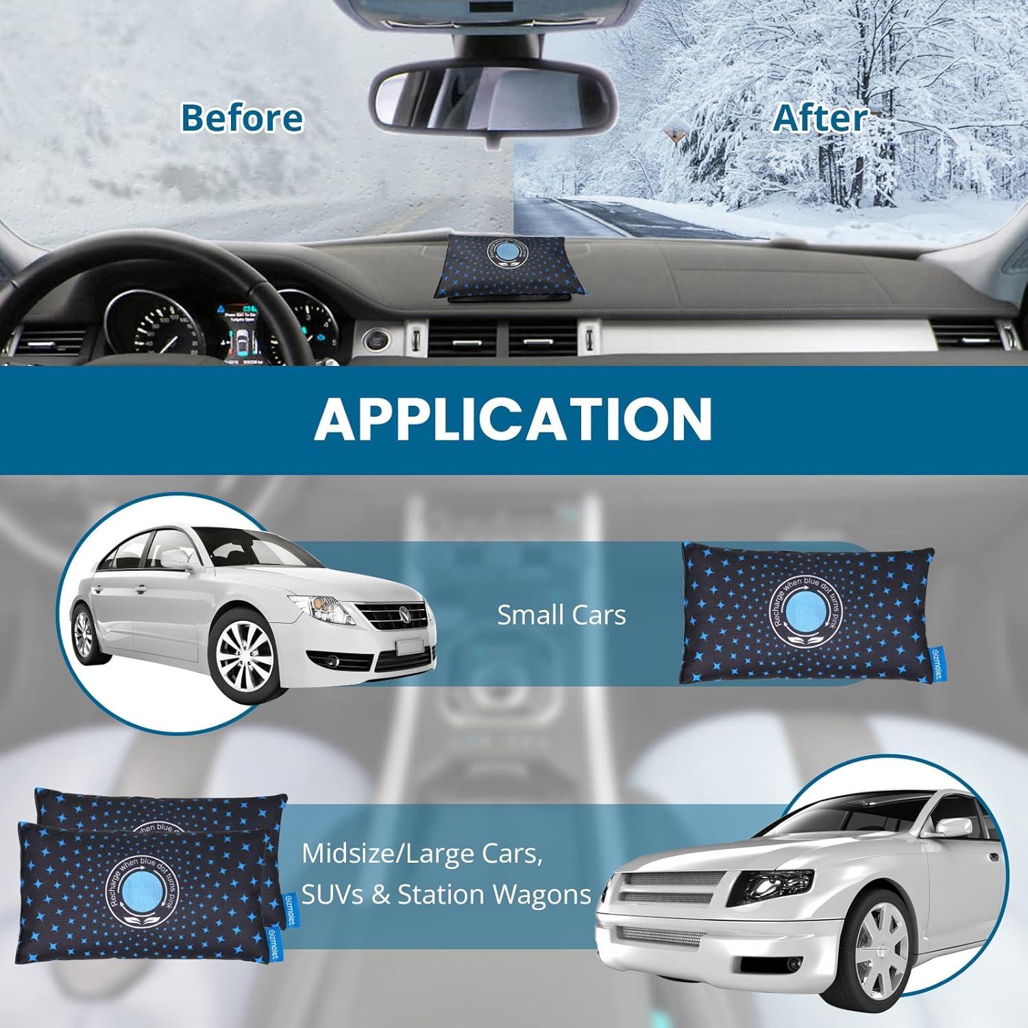 imageDeshumidificateur Voiture 500g Rduit lhumidit de lair Silice Gel Anti Dshumidificateur Digital Hygromtre Rutilisable Absorbeur Humidit pour Voiture Cave Garage Garage Placards1 Pack500g