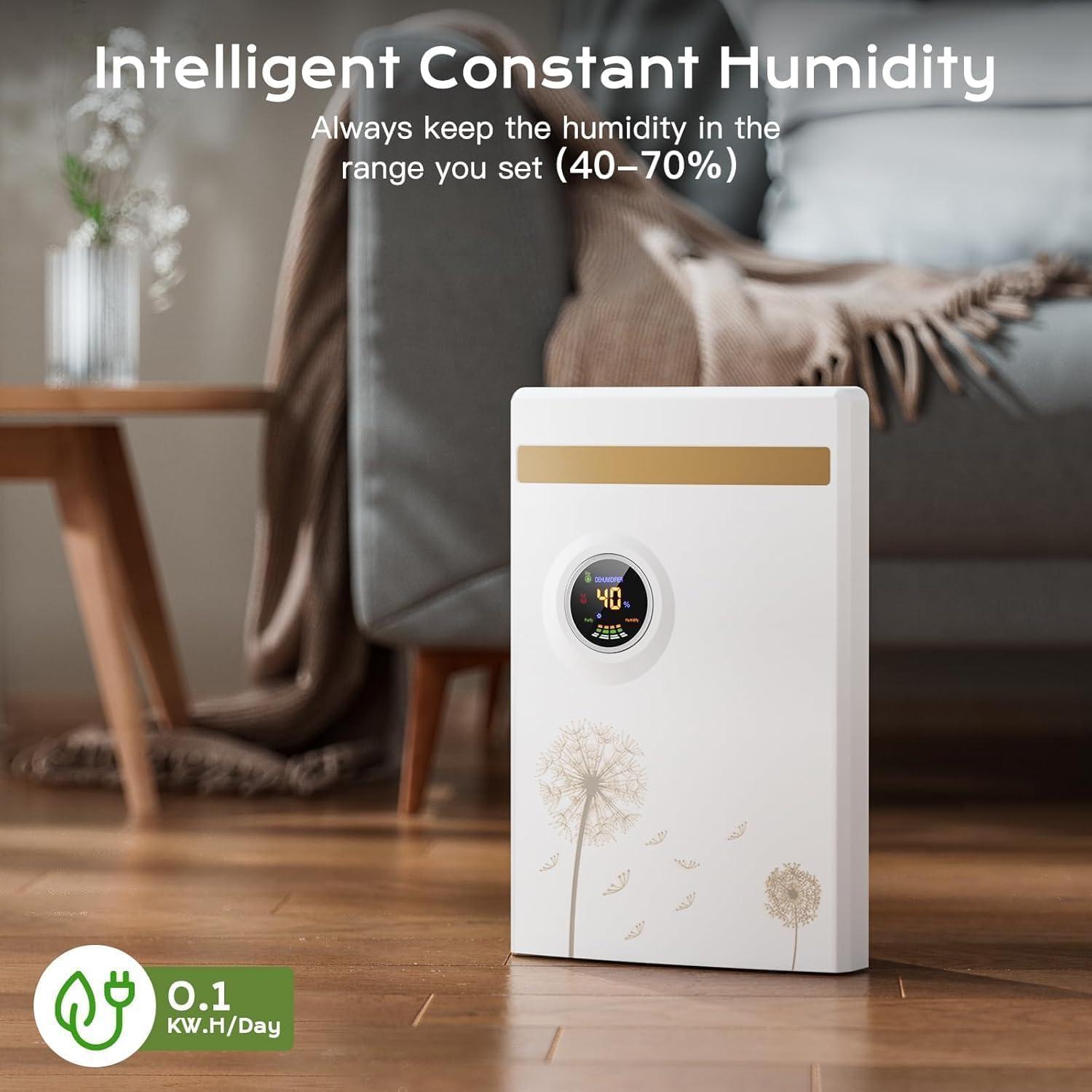 imageDshumidificateur dair Anti Moisissure 2200ML Silencieux Electrique UV Purification 24H Minuterie Dgivrage Automatique Mode Veille 2 Vitesse avec Tlcommande pour Chambre Salle de Bain
