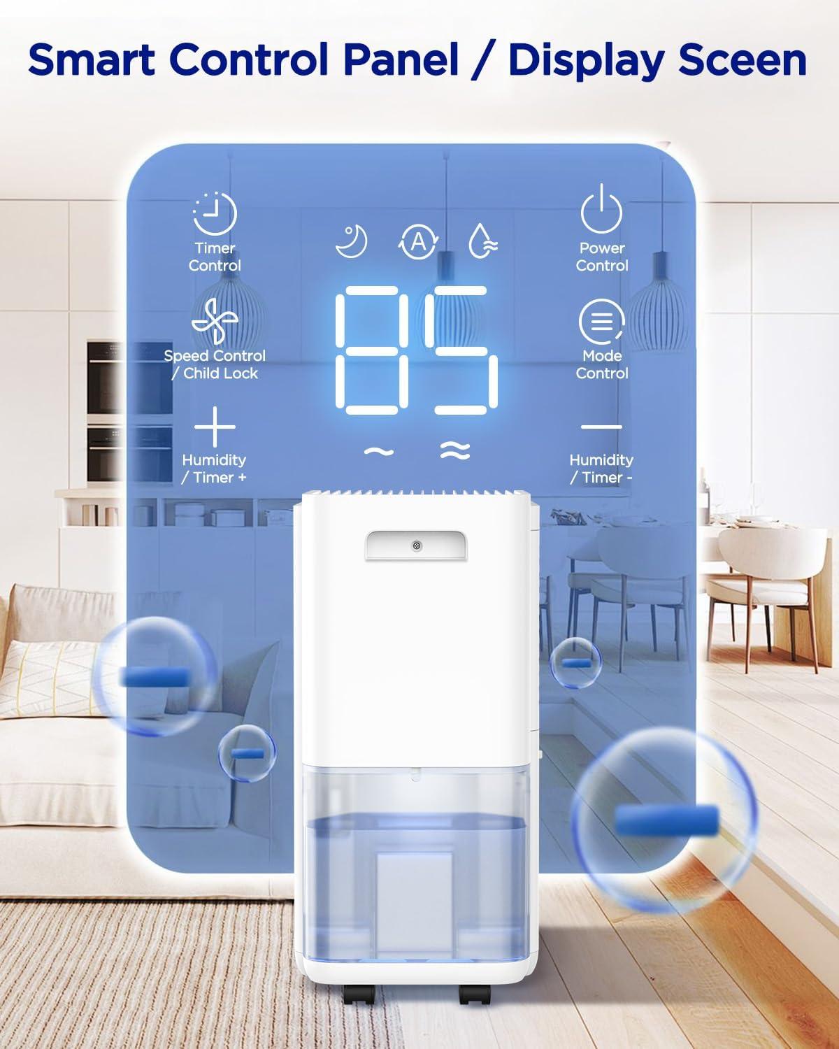 imageEasyAcc Deshumidificateur d Air 1200ML Petit Dshumidificateur Electrique Silencieux Econome en Energie 7 LED Multicolores Arrt Automatique Protection Contre le Dgivrage BlancBlanco