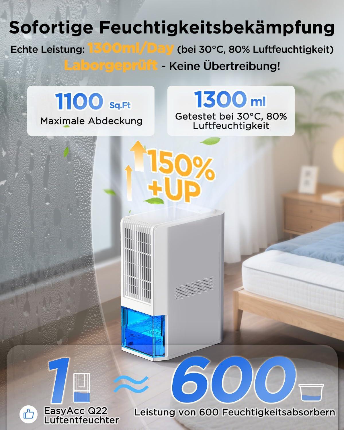 imageEasyAcc Deshumidificateur d Air 1200ML Petit Dshumidificateur Electrique Silencieux Econome en Energie 7 LED Multicolores Arrt Automatique Protection Contre le Dgivrage BlancQ22 2000mlblanc