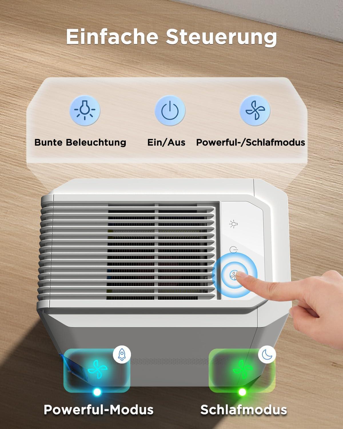 imageEasyAcc Deshumidificateur d Air 1200ML Petit Dshumidificateur Electrique Silencieux Econome en Energie 7 LED Multicolores Arrt Automatique Protection Contre le Dgivrage BlancQ22 2000mlblanc