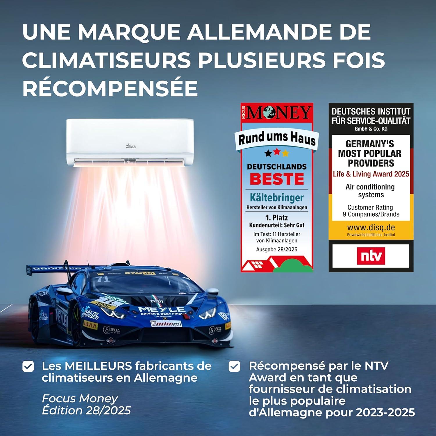 imageKltebringer Split Climatiseur Quick Connect 12000 BTU 35 kW Avec fonction de chauffage trs silencieux ampamp conome en nergie avec support mural Marque de qualit AllemandeFixation Murale