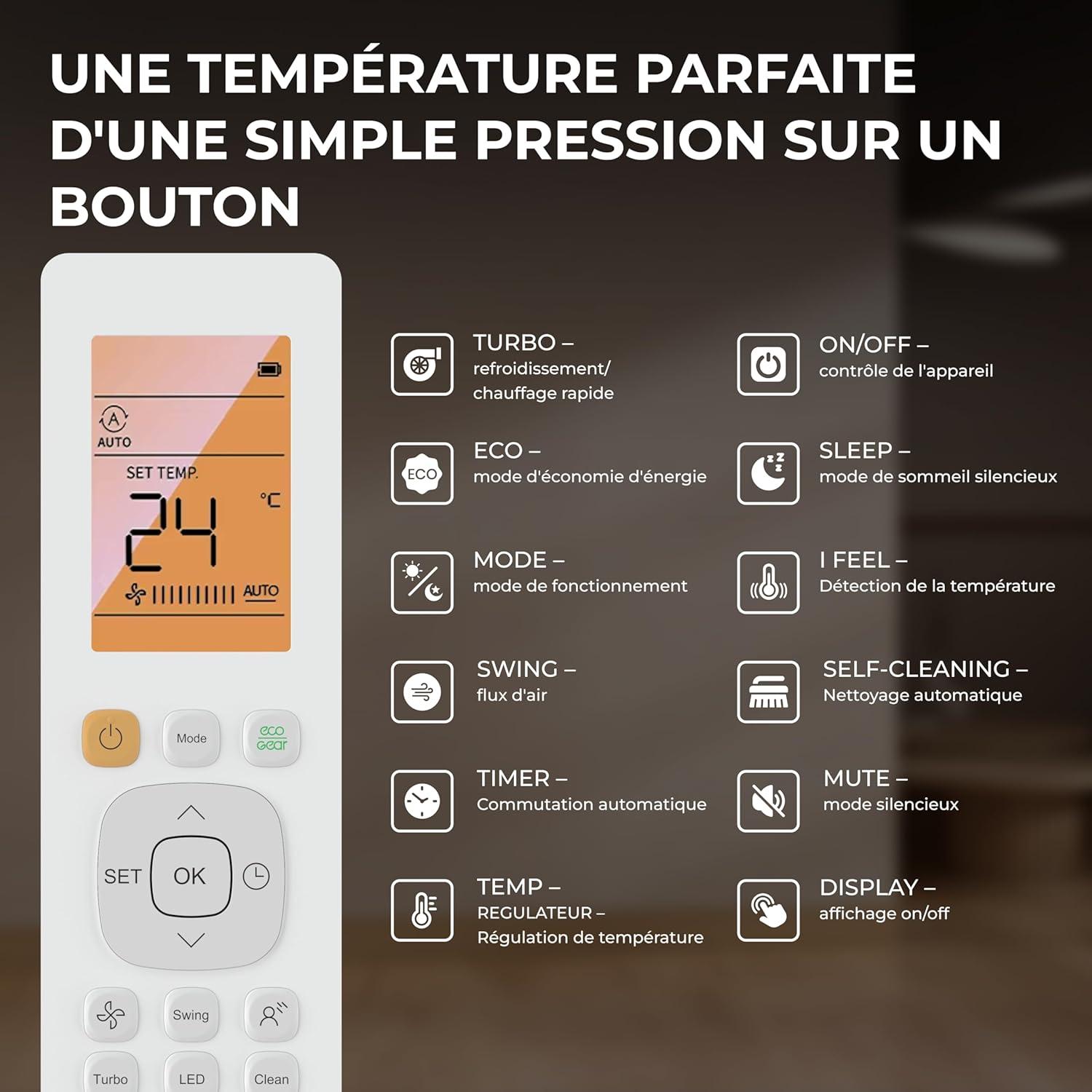 imageKltebringer Split Climatiseur Quick Connect 12000 BTU 35 kW Avec fonction de chauffage trs silencieux ampamp conome en nergie avec support mural Marque de qualit AllemandeFixation Murale