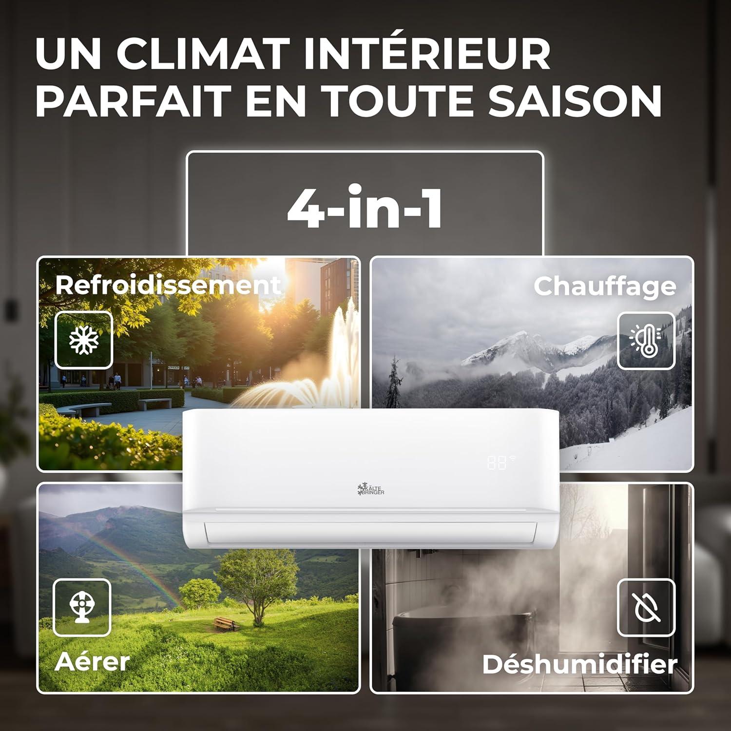 imageKltebringer Split Climatiseur Quick Connect 12000 BTU 35 kW Avec fonction de chauffage trs silencieux ampamp conome en nergie avec support mural Marque de qualit AllemandeFixation Murale