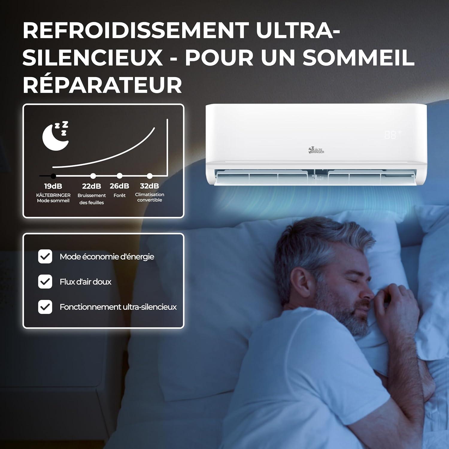 imageKltebringer Split Climatiseur Quick Connect 12000 BTU 35 kW Avec fonction de chauffage trs silencieux ampamp conome en nergie avec support mural Marque de qualit AllemandeFixation Murale