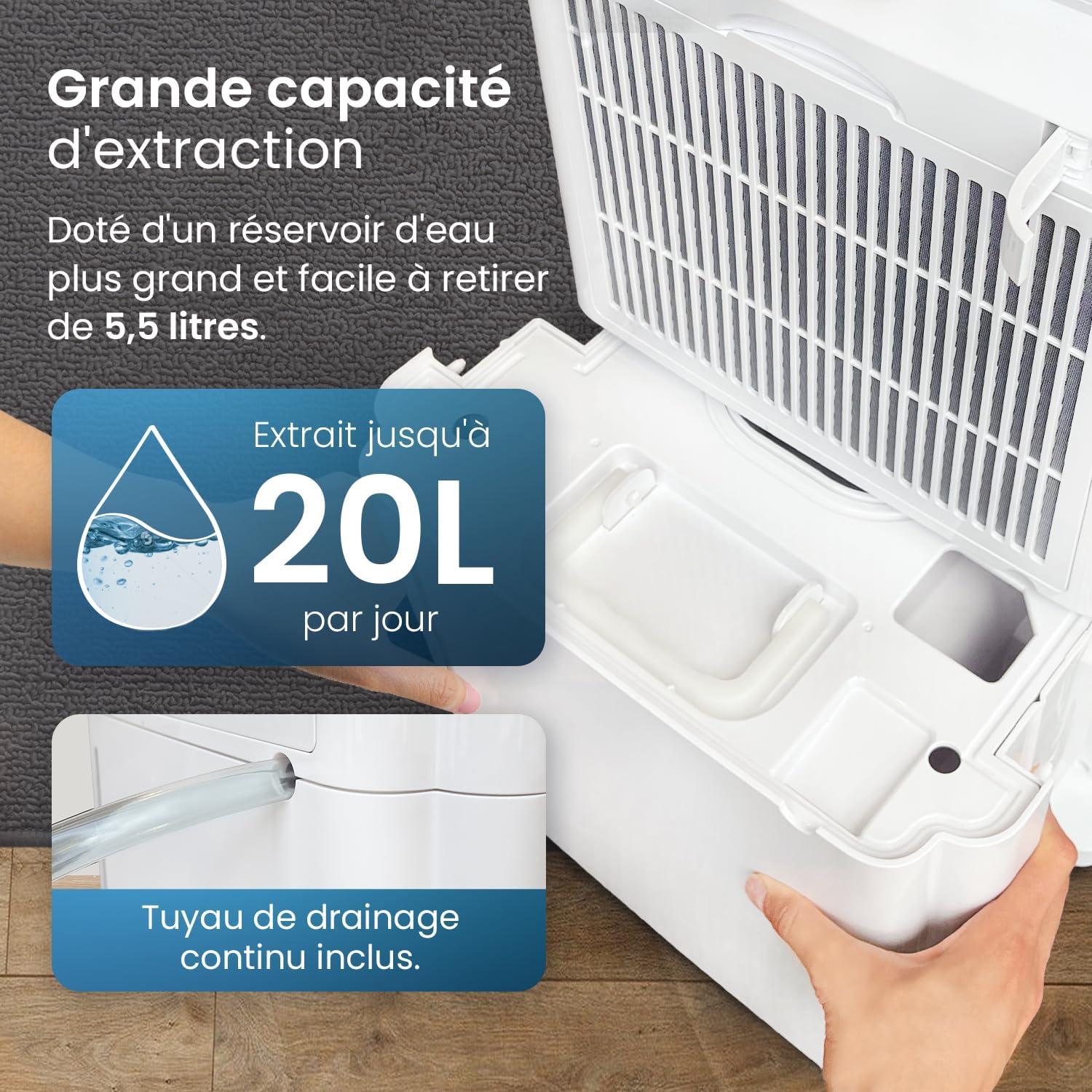 imagePro Breeze Dshumidificateur d Air 20LJour Deshumidificateur conome en nergie avec Mode Schage des Vetements Capteur et indicateur dhumidit Filtre Absorbeur dhumidit et moisissures20L