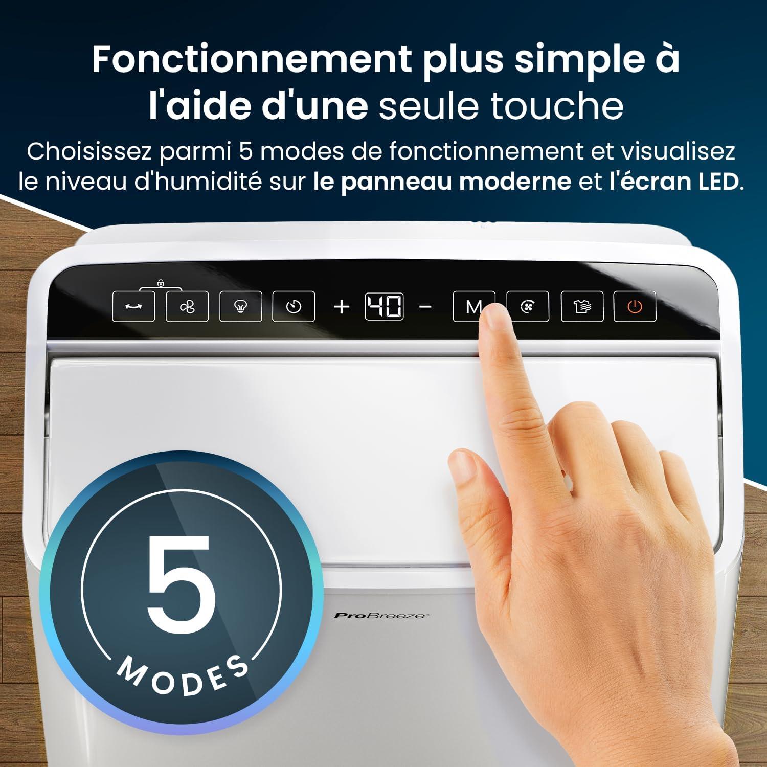 imagePro Breeze Dshumidificateur d Air 20LJour Deshumidificateur conome en nergie avec Mode Schage des Vetements Capteur et indicateur dhumidit Filtre Absorbeur dhumidit et moisissures20L