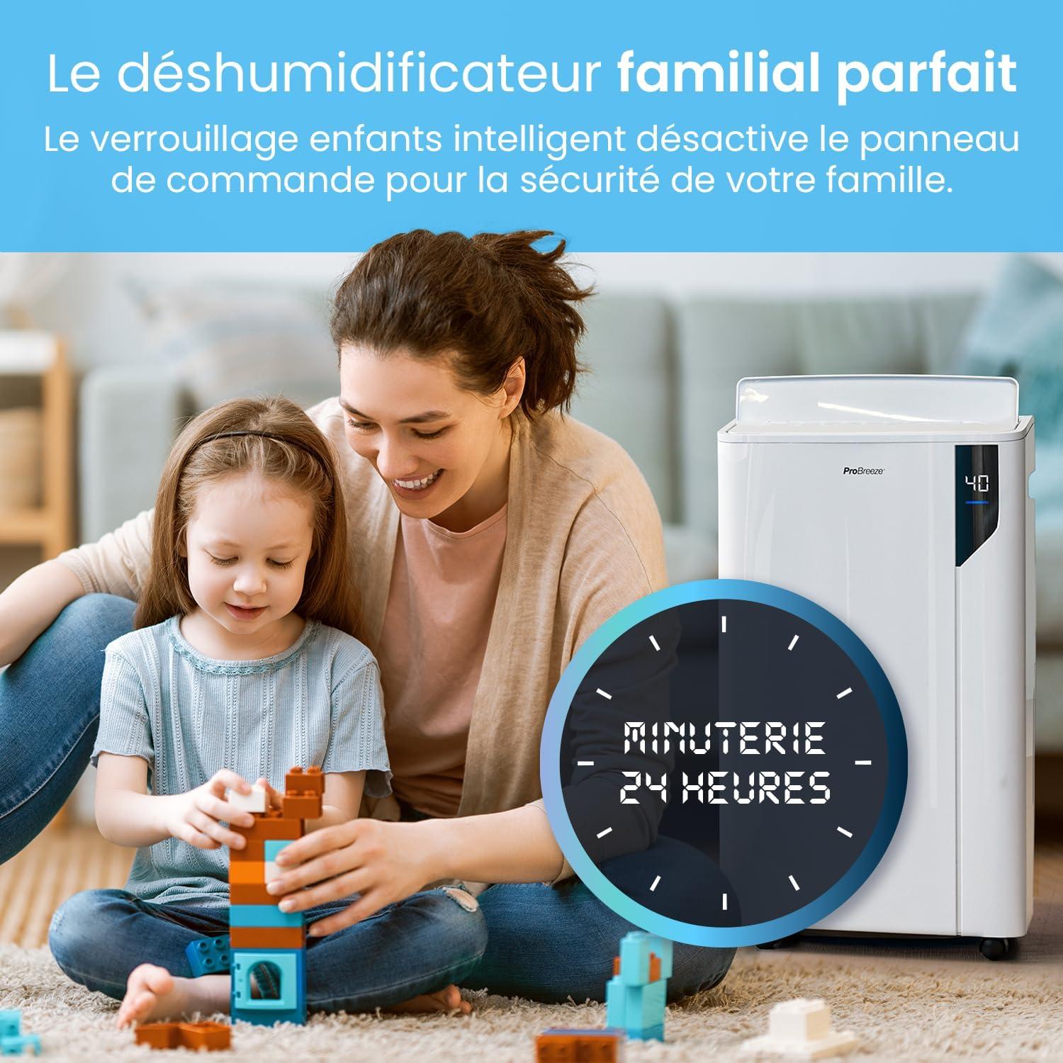 imagePro Breeze Dshumidificateur d Air 20LJour Deshumidificateur conome en nergie avec Mode Schage des Vetements Capteur et indicateur dhumidit Filtre Absorbeur dhumidit et moisissures20L