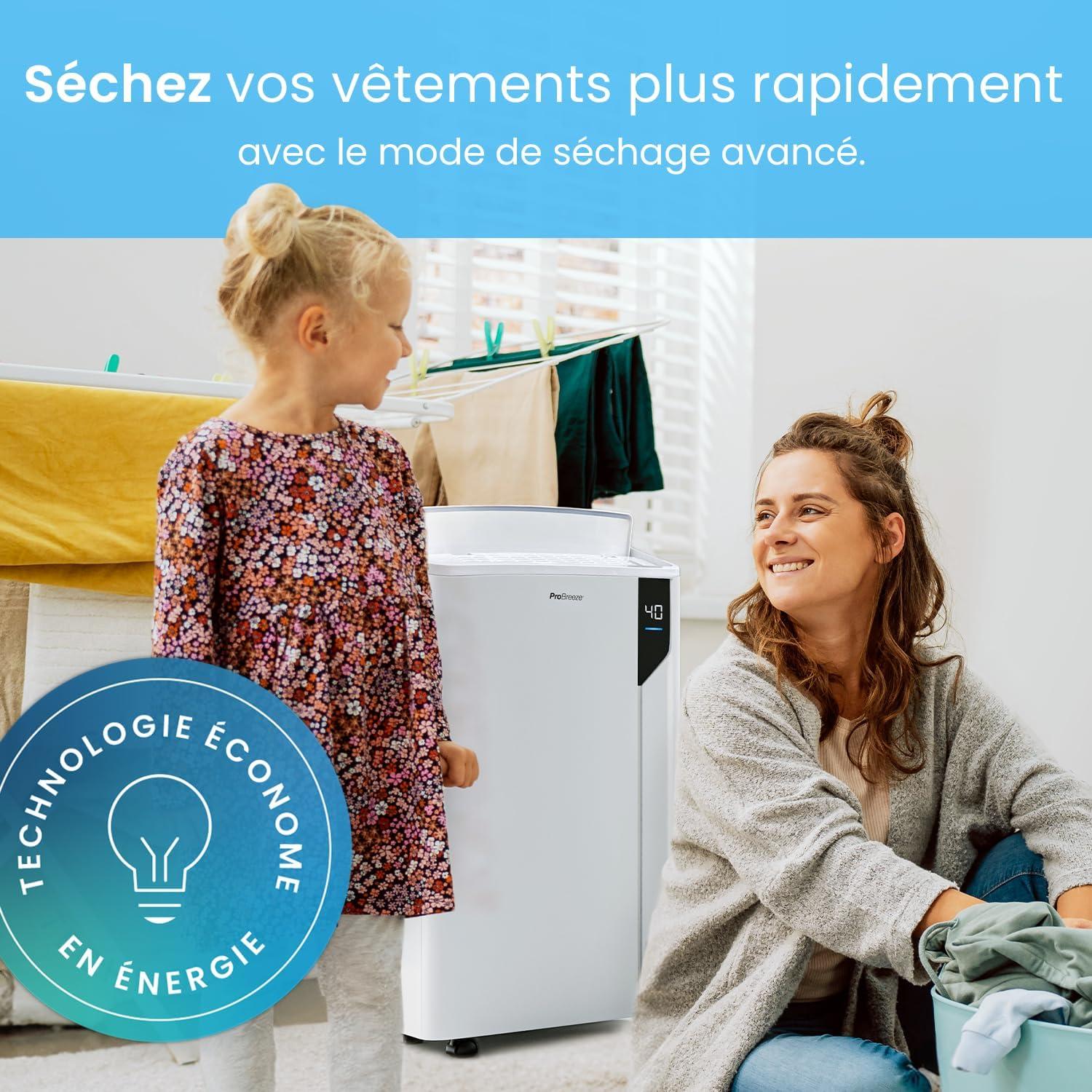 imagePro Breeze Dshumidificateur d Air 20LJour Deshumidificateur conome en nergie avec Mode Schage des Vetements Capteur et indicateur dhumidit Filtre Absorbeur dhumidit et moisissures20L