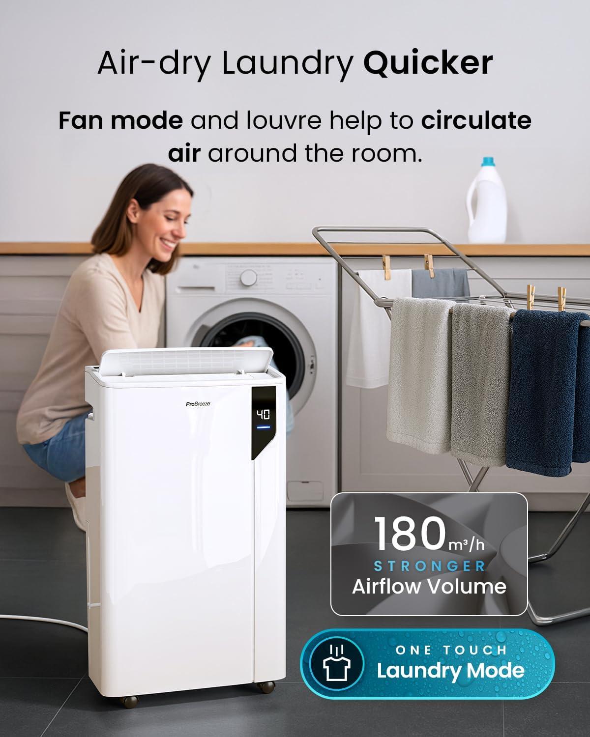 imagePro Breeze Dshumidificateur d Air 20LJour Deshumidificateur conome en nergie avec Mode Schage des Vetements Capteur et indicateur dhumidit Filtre Absorbeur dhumidit et moisissures20L Smart App