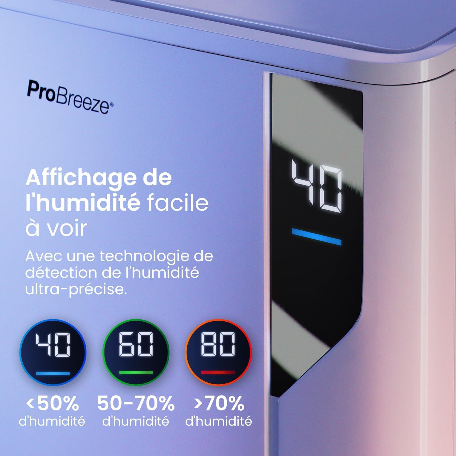 imagePro Breeze Dshumidificateur d Air 20LJour Deshumidificateur conome en nergie avec Mode Schage des Vetements Capteur et indicateur dhumidit Filtre Absorbeur dhumidit et moisissures20L
