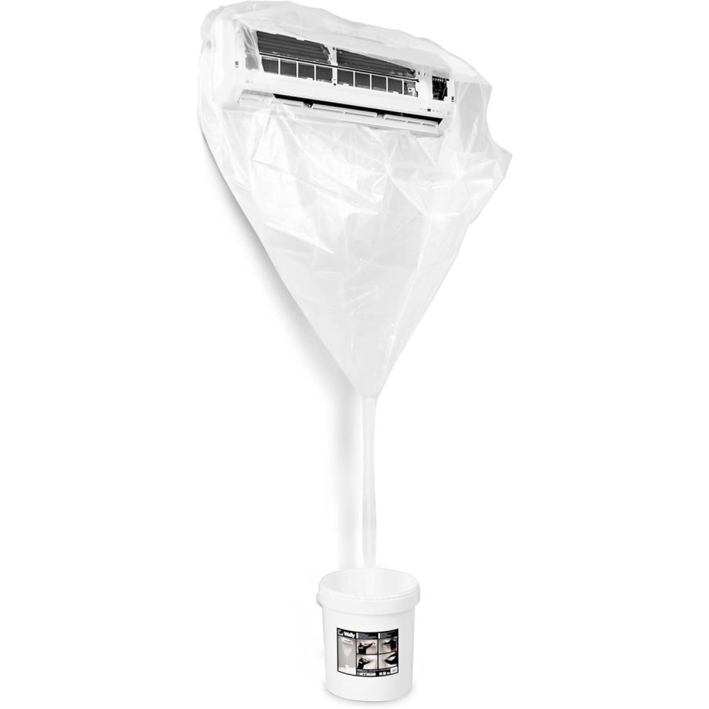 imageErrecom Kit Nettoyage Climatisation avec 1 ClimaNet Dtergent Climatisation Filtres Batteries Ailettes et Units Externes 1L et 1 Wally Housse de Protection pour Nettoyage Split et vaporateursWally