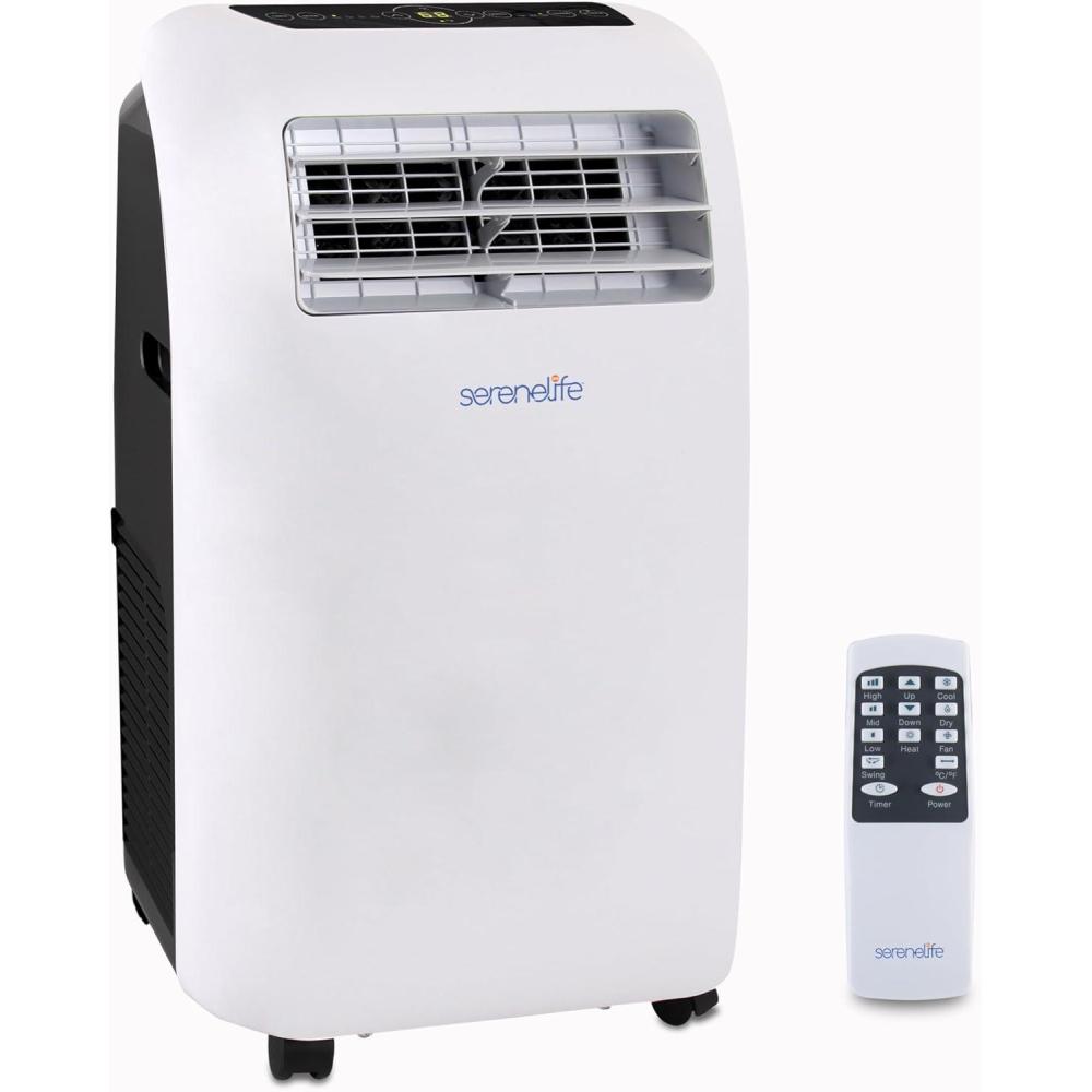 image:imageSerenelife Climatiseur mobile Climatiseur Portable 3en1 avec Fonction Dshumidificateur Intgre Mode Ventilateur TlcommandeKit dvacuation Complet pour Fentre 9K BTUCHAUFFAGE BlancBlanc