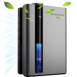 AG 330 deshumidificateur d air et purificateur d’air portable, 1L/jour, réservoir 2,7L, pour pièces jusqu’à 35 m², lumière LED 7 couleurs(Gris)