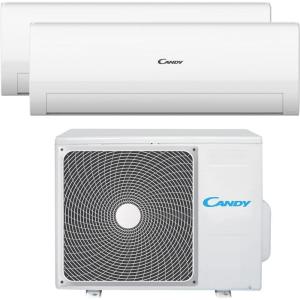 Candy, Climatiseur Smart Line Air, Climatiseur Dualsplit avec 1 unité extérieure et 2 intérieurs 9000-12000 Btu, avec pompe à chaleur et déshumidificateur, silencieux, avec Self-Clean(18000 Btu (12000 + 12000))