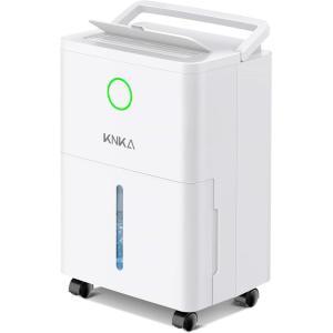 Déshumidificateur KNKA, 9 L/J, déshumidificateur électrique, déshumidificateur silencieux avec tuyau d&rsquo;évacuation, 45 m² (120 m³), ​​minuterie 24 h, contrôle de l&rsquo;humidité, roulettes amovibles(Blanc)