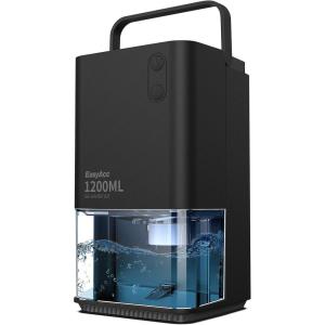 EasyAcc® Deshumidificateur d Air 1200ML, Petit Déshumidificateur Electrique Silencieux Econome en Energie, 7 LED Multicolores, Arrêt Automatique Protection Contre le Dégivrage Blanc(1200ml-noir)