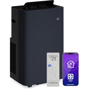 Klarstein AireLux Climatiseur Mobile – 14000 BTU, Pour Pièces Jusqu&rsquo;à 51 m², Contrôle Appli & Vocal, 4-en-1 Refroidissement, Déshumidificateur, Ventilateur & Mode Nuit, Kit Fenêtre Inclus, Gris foncé(Gris Foncé)