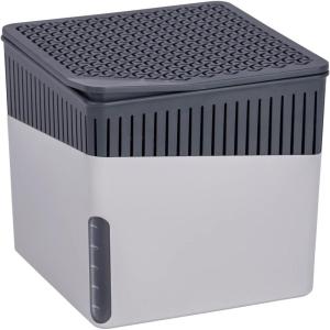 WENKO Déshumidificateur Cube 500 g, pour pièces jusqu’à 40 m³, elimine l&rsquo;humidité, anti moississure, sans électricité, silencieux, rechargeable, blanc(Beige)