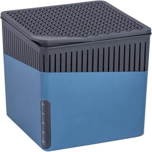 WENKO Déshumidificateur Cube 500 g, pour pièces jusqu’à 40 m³, elimine l&rsquo;humidité, anti moississure, sans électricité, silencieux, rechargeable, blanc(Bleu)