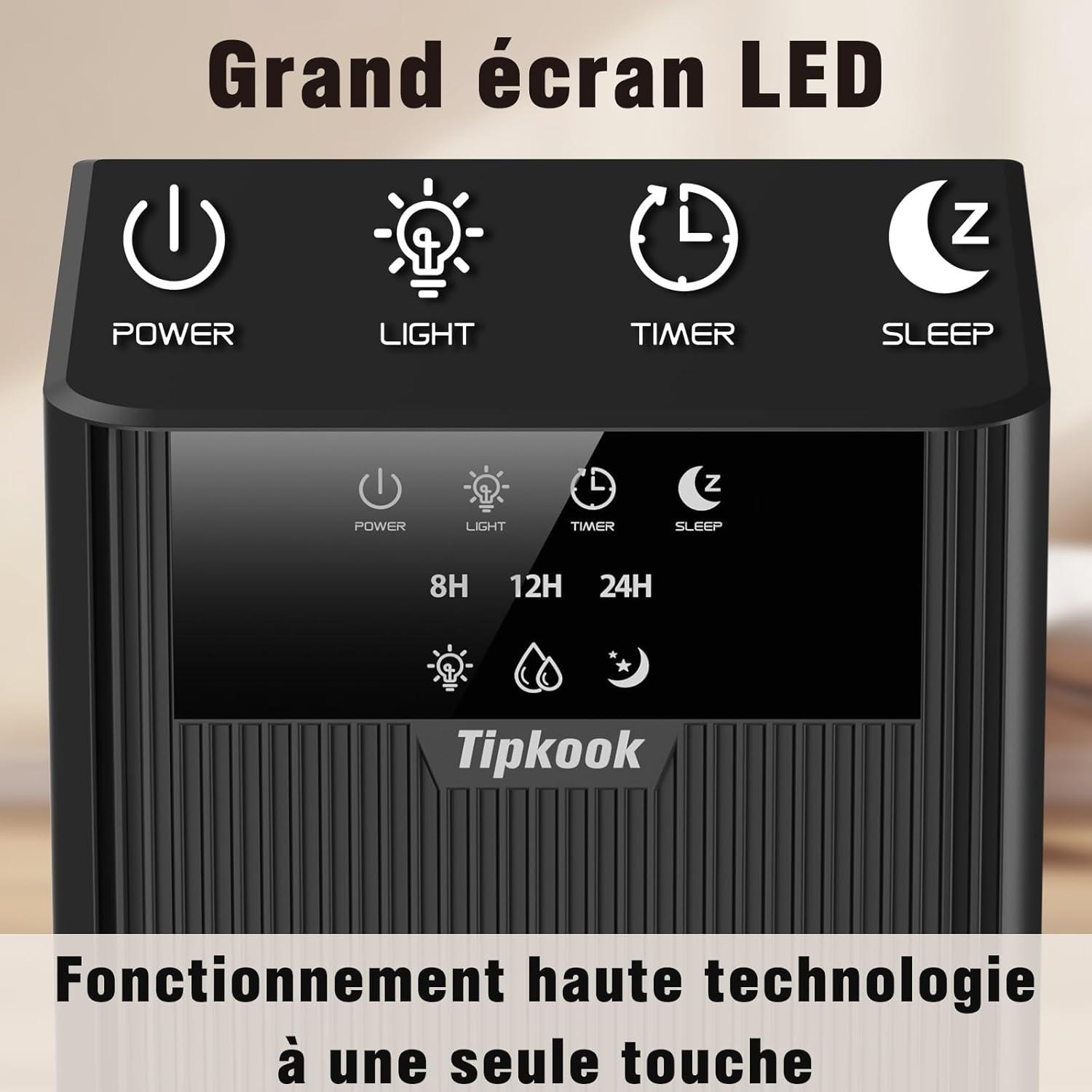 imageDeshumidificateur d Air 2400ML Tipkook Deshumidificateur d Air Anti MoisissureSilencieux Lumire LED 10 Couleurs Grand cranPortableArrt AutomatiqueMinuterie 81224Hpour MaisonChambreNouveau Noir